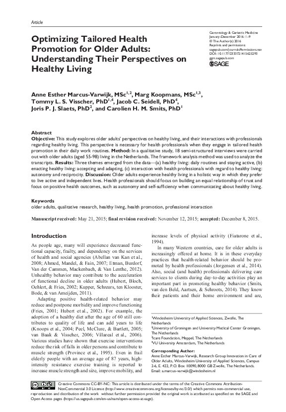 (PDF) Optimizing Tailored Health Promotion for Older Adults ...