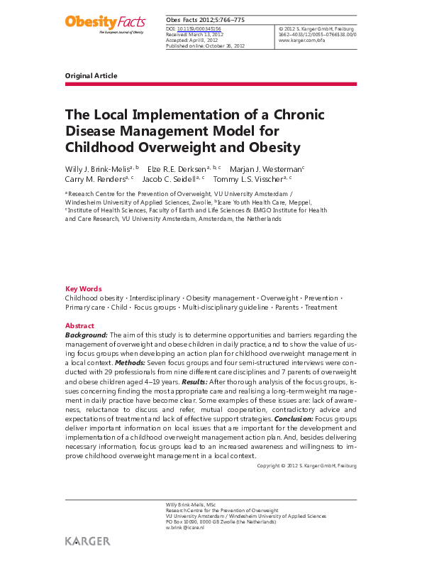 (PDF) The Local Implementation of a Chronic Disease Management Model ...