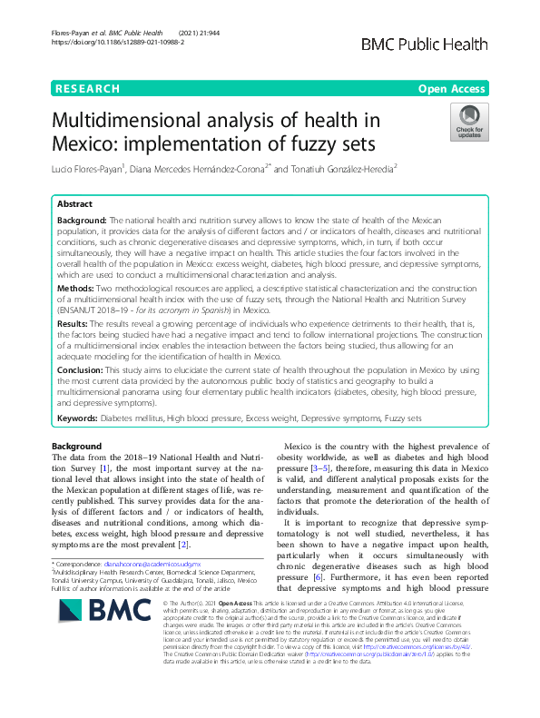 (PDF) Multidimensional analysis of health in Mexico: implementation of ...