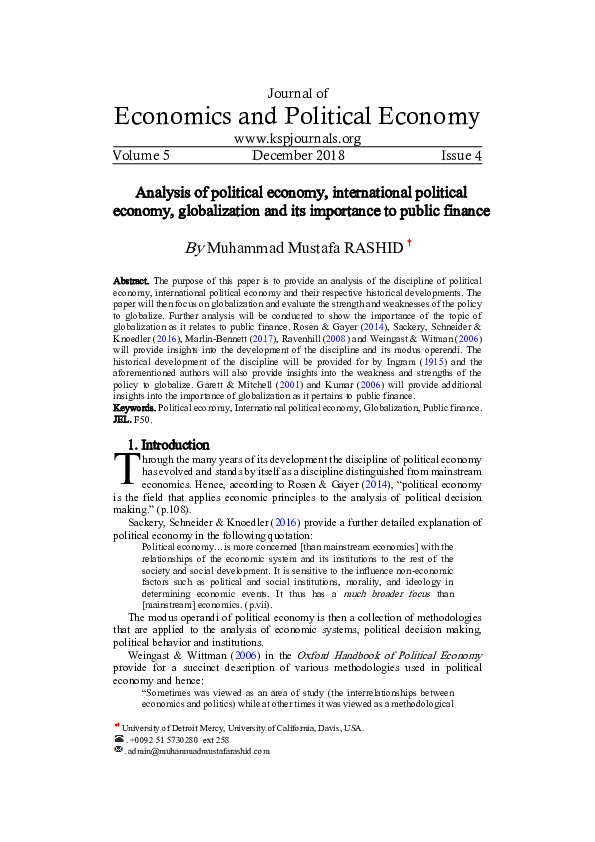 (PDF) Analysis of Political Economy, International Political Economy ...