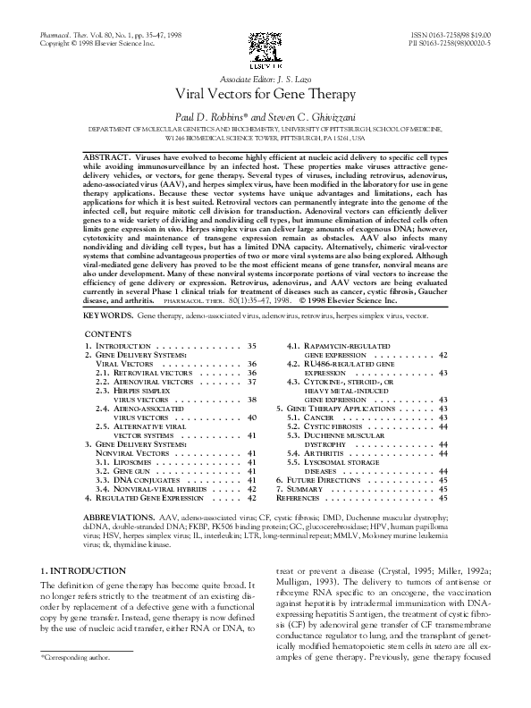 (PDF) Viral Vectors for Gene Therapy