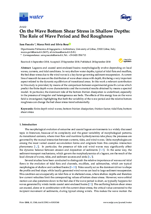 (PDF) On the Wave Bottom Shear Stress in Shallow Depths: The Role of ...