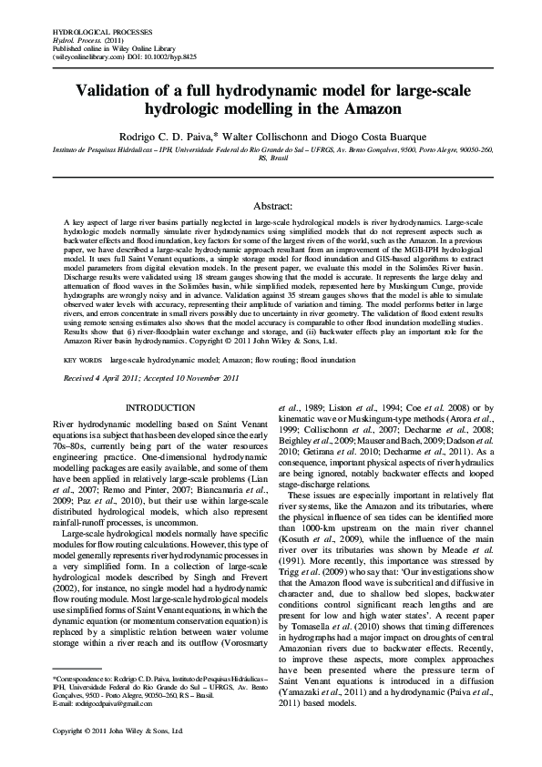 (PDF) Validation of a full hydrodynamic model for large-scale ...