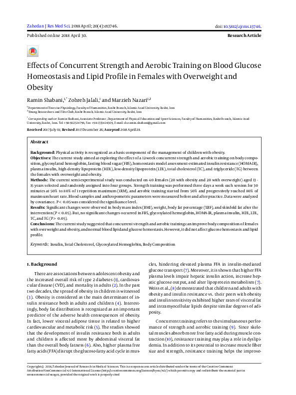 (PDF) Effects of Concurrent Strength and Aerobic Training on Blood ...