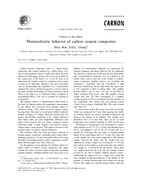 (PDF) Thermoelectric behavior of carboncement composites Deborah