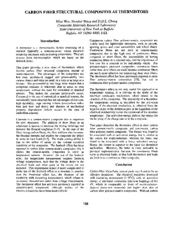 (PDF) Carbon fiber structural composites as thermistors Deborah Chung