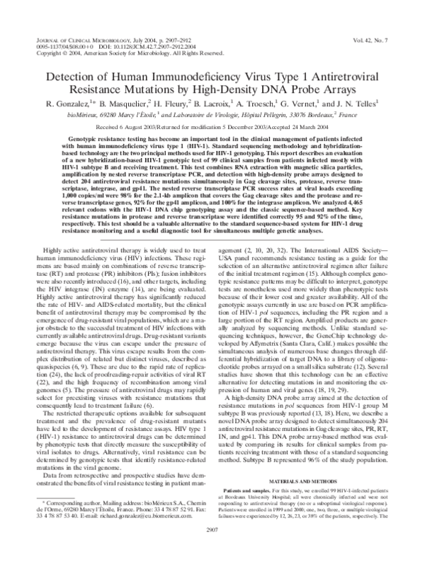 (PDF) Detection of human immunodeficiency virus type 1 provirus in ...
