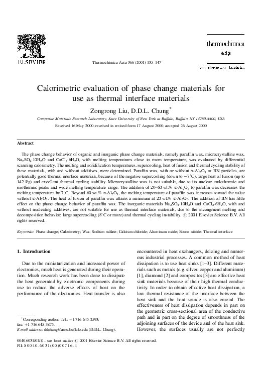 (PDF) Calorimetric evaluation of phase change materials for use as ...