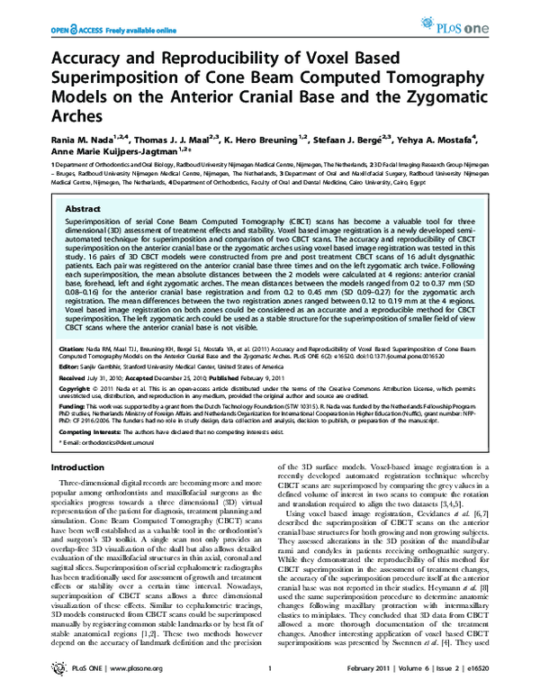 (PDF) Accuracy and Reproducibility of Voxel Based Superimposition of ...