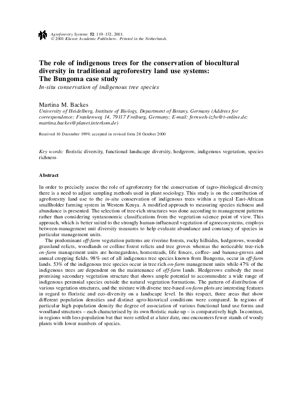 (PDF) The role of indigenous trees for the conservation of biocultural ...