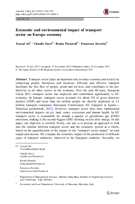 (PDF) Economic and environmental impact of transport sector on Europe ...