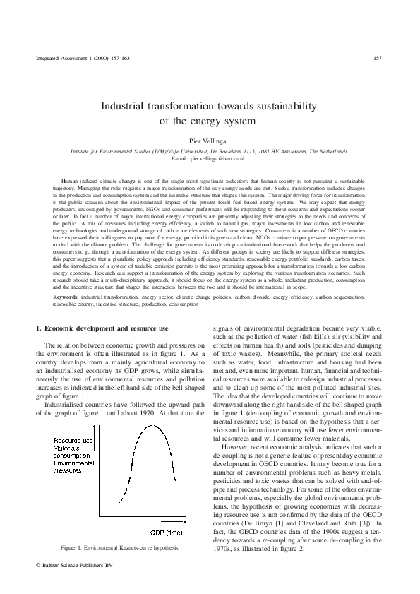 (PDF) Industrial transformation towards sustainability of the energy system