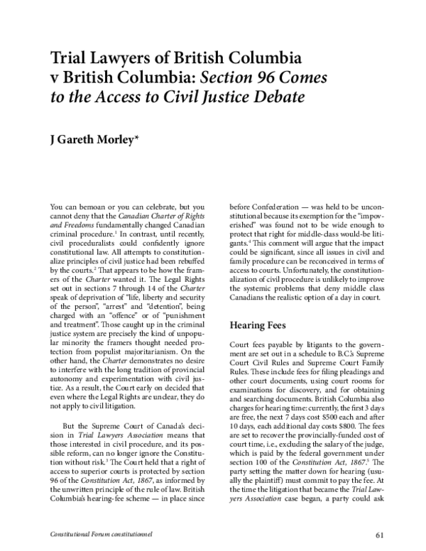 (PDF) Trial Lawyers of British Columbia v British Columbia: Section 96 ...