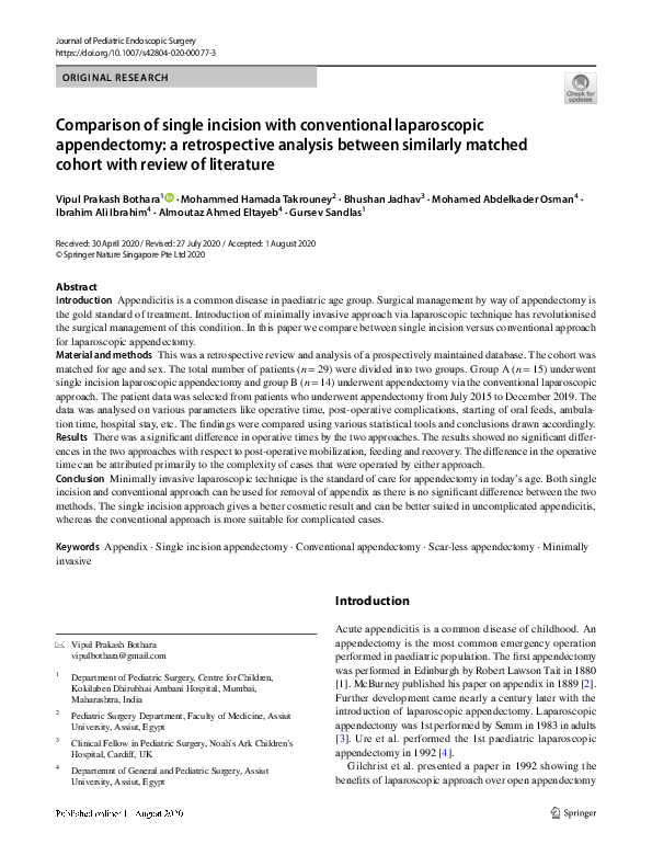 (PDF) Comparison of single incision with conventional laparoscopic ...