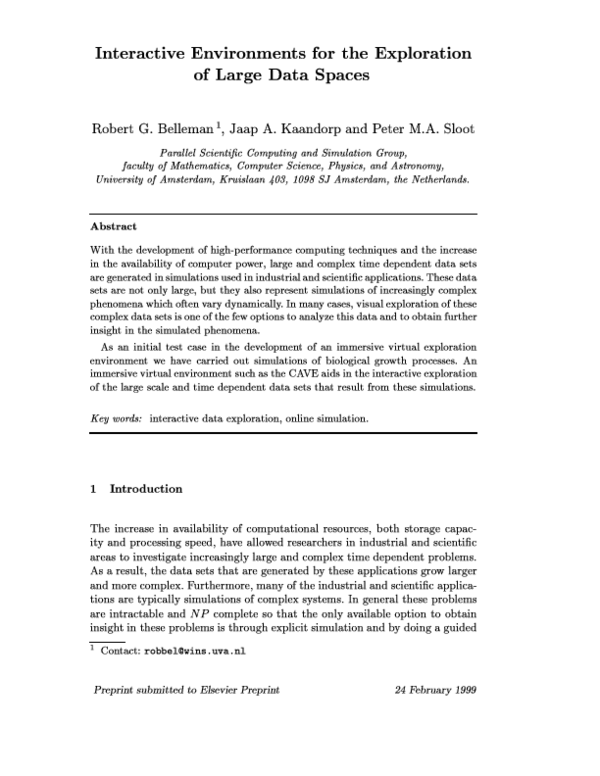 (PDF) Interactive environments for the exploration of large data sets