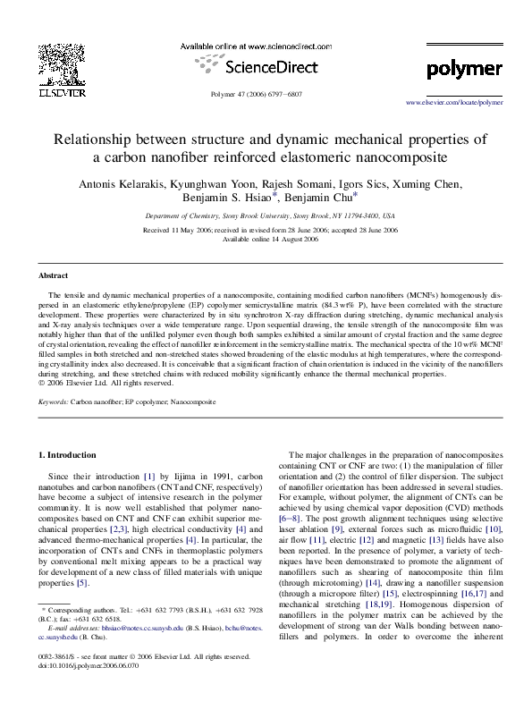(PDF) Relationship between structure and dynamic mechanical properties ...