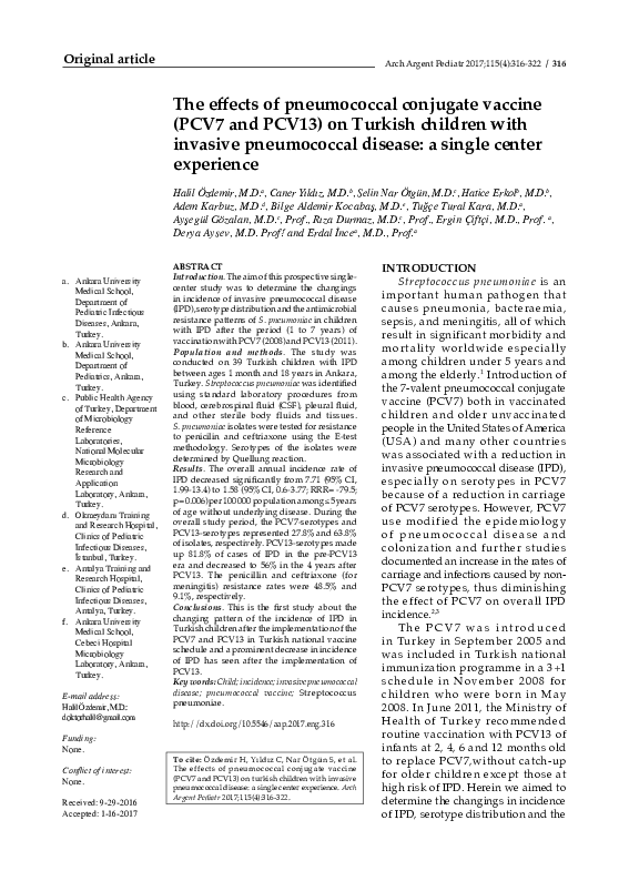 (PDF) The effects of pneumococcal conjugate vaccine (PCV7 and PCV13) on ...