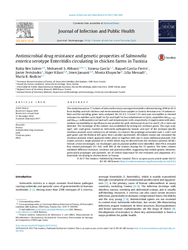 (PDF) Antimicrobial drug resistance and genetic properties of ...