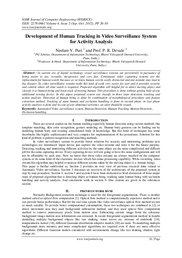 (PDF) Development of Human Tracking in Video Surveillance System for ...