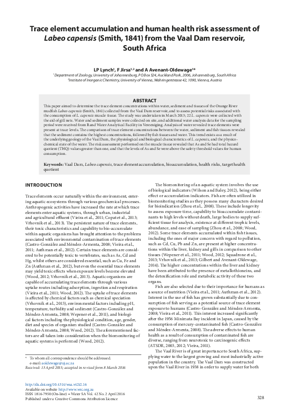 (PDF) Trace element accumulation and human health risk assessment of ...