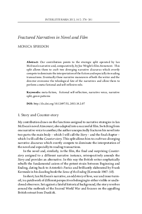 (PDF) Fractured Narratives in Novel and Film
