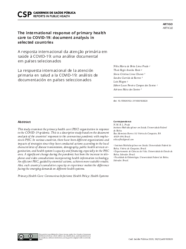 (PDF) The international response of primary health care to COVID-19 ...