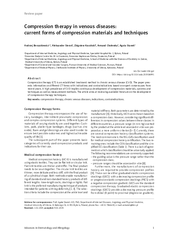 (PDF) Compression therapy in venous diseases: current forms of ...