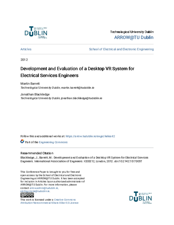 (PDF) Development and Evaluation of a Desktop VR System for Electrical ...