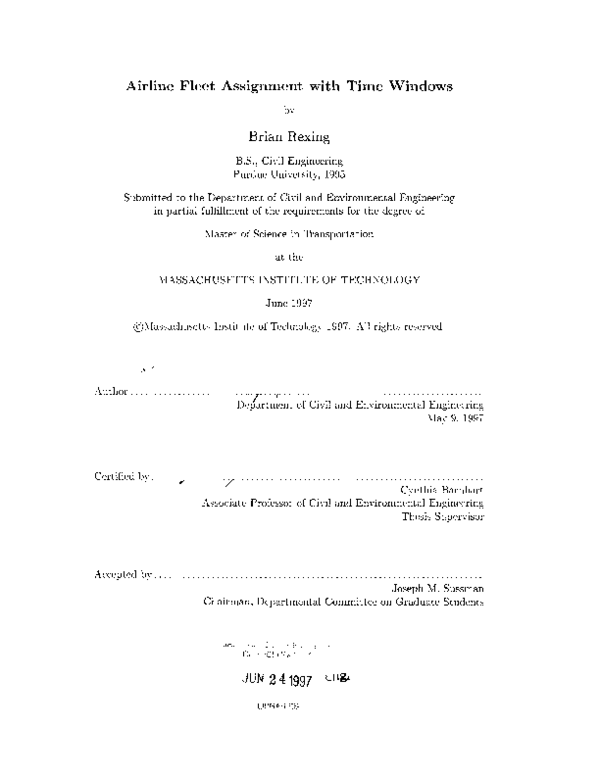 (PDF) Airline Fleet Assignment with Time Windows