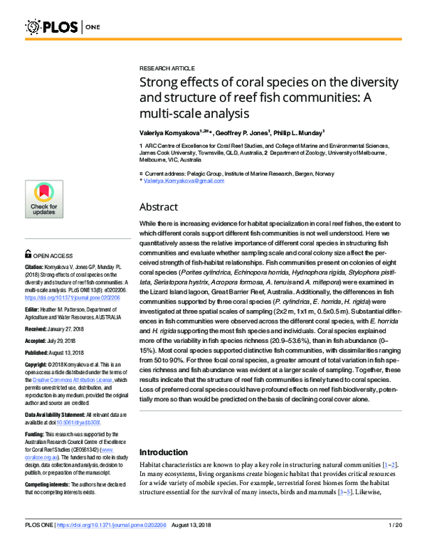 (PDF) Strong effects of coral species on the diversity and structure of ...