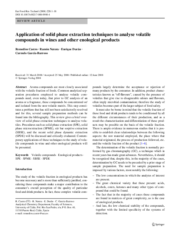 (PDF) Application of solid phase extraction techniques to analyse ...