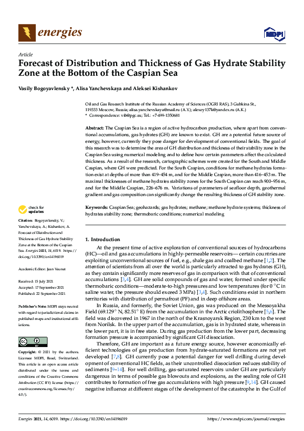 (PDF) Forecast of Distribution and Thickness of Gas Hydrate Stability ...