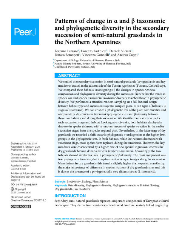 (PDF) Patterns of change in α and β taxonomic and phylogenetic ...