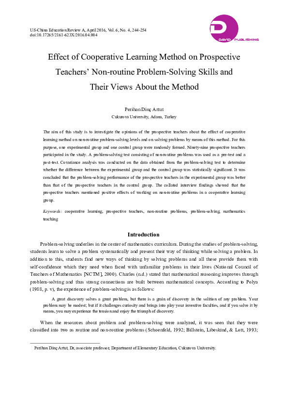 (PDF) Effect of Cooperative Learning Method on Prospective Teachers ...