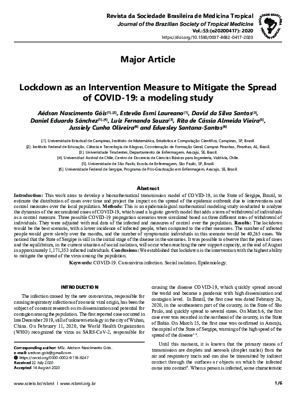 (PDF) Lockdown as an Intervention Measure to Mitigate the Spread of ...