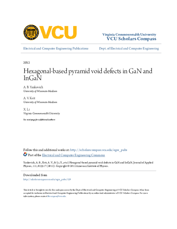 (PDF) Hexagonal-based pyramid void defects in GaN and InGaN
