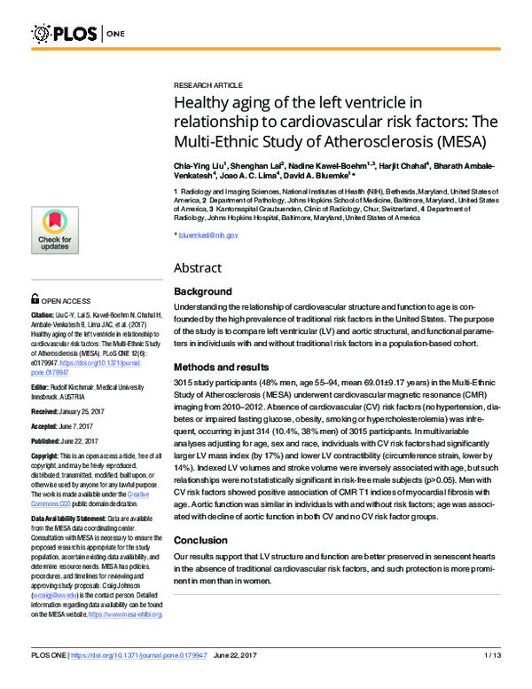 (PDF) Healthy aging of the left ventricle in relationship to ...
