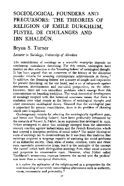 (PDF) Sociological founders and precursors: The theories of religion of ...