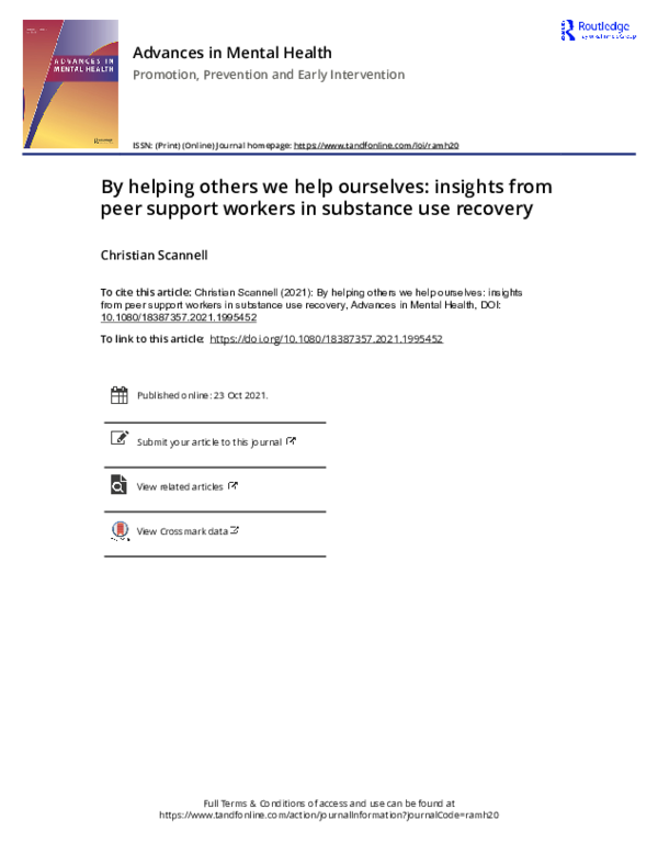 (PDF) By helping others we help ourselves insights from peer support ...