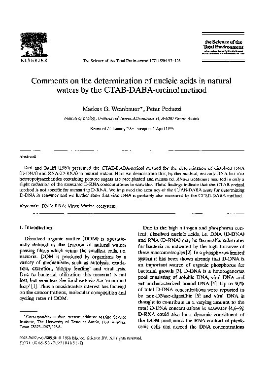 (PDF) Comments on the determination of nucleic acids in natural waters ...