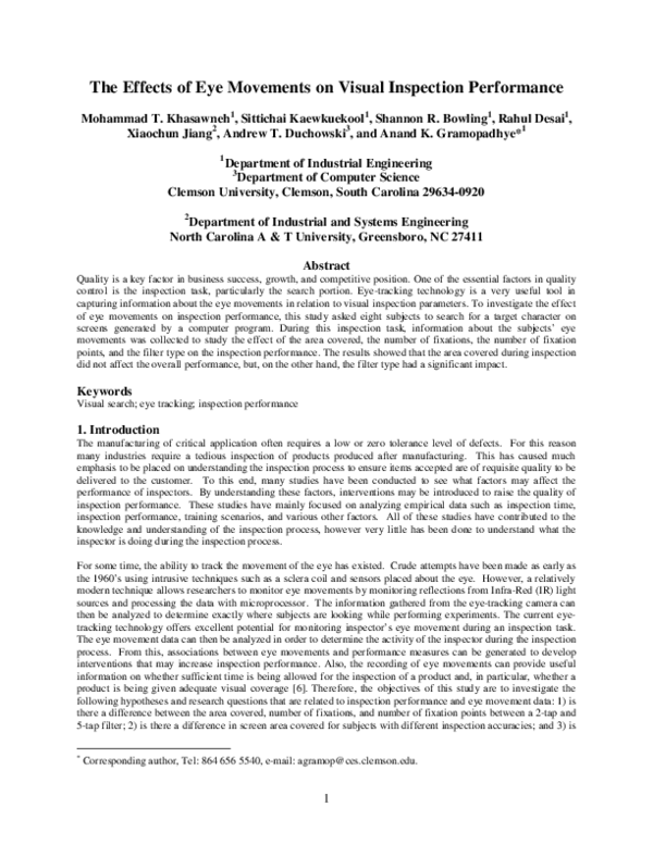 (PDF) The effects of eye movements on visual inspection performance