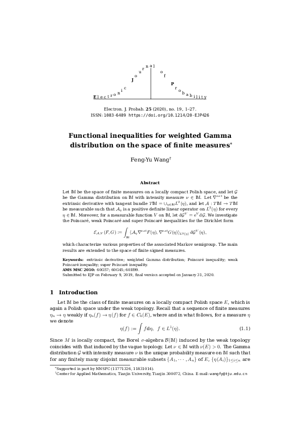 (PDF) Functional inequalities for weighted Gamma distribution on the ...
