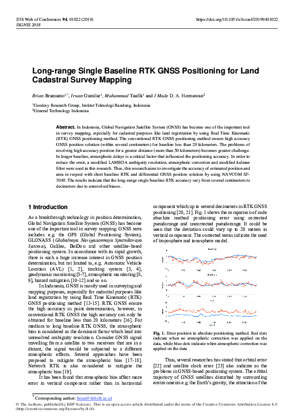 (PDF) Long-range Single Baseline RTK GNSS Positioning for Land ...