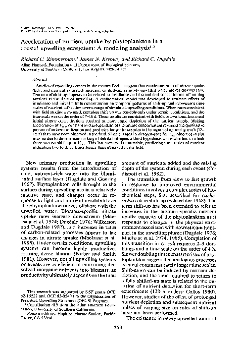 (PDF) Acceleration of nutrient uptake by phytoplankton in a coastal ...