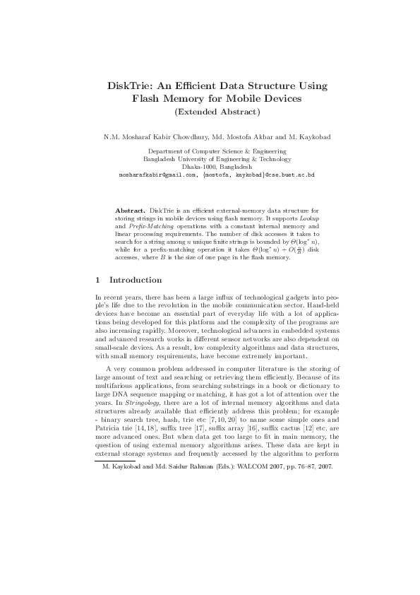 (PDF) DiskTrie: An Efficient Data Structure Using Flash Memory for ...