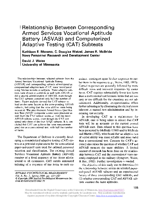 (PDF) Relationship Between Corresponding Armed Services Vocational ...