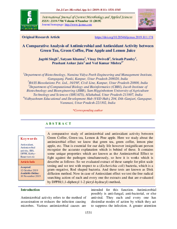 (PDF) A Comparative Analysis of Antimicrobial and Antioxidant Activity ...