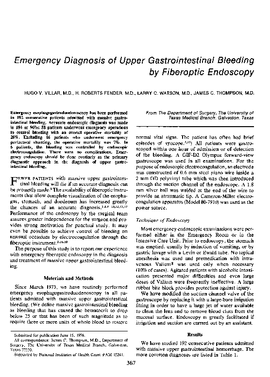 (PDF) Emergency Diagnosis of Upper Gastrointestinal Bleeding by ...