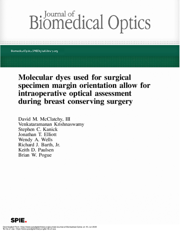 (PDF) Molecular dyes used for surgical specimen margin orientation