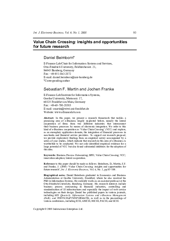 (PDF) Value Chain Crossing: insights and opportunities for future research